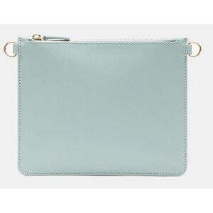 THEORY Sky Blue Leather Wristlet Clutch Pouch Liden Leather Crossbody NEW